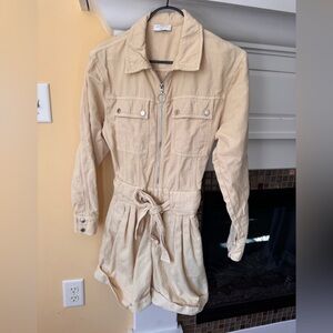 Sandro Romi Romper Womens Size 34 XS Belted Long Sleeve Zip Up Paris